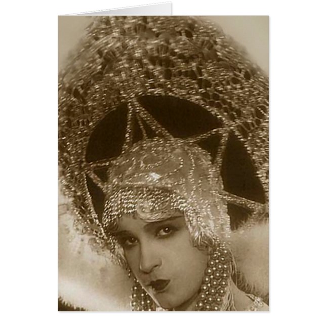 Vintage Showgirl Hälsningskort (Framsidan)