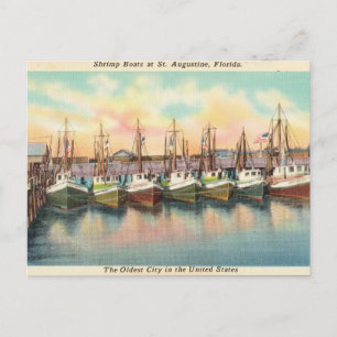 Vintage Shrimp Boats, Saint Augustine Florida Vykort