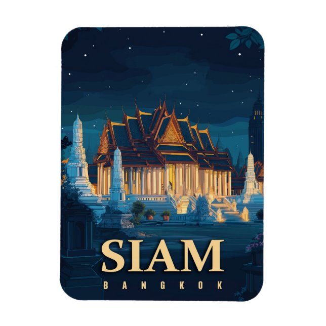 Vintage Siam Bangkok Temples Travel Magnet (Vertikal)
