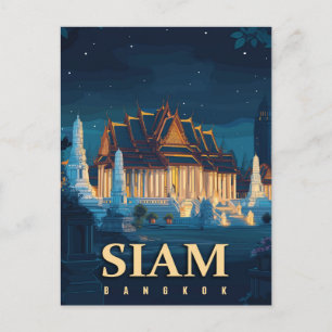Vintage Siam Bangkok Temples Travel Vykort