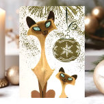 Vintage Siamesisk julkatt Helgkort<br><div class="desc">Vintage Siamesiskt julkort. Den här designen har vintage siamesiska katter med julprydnad. Vilken vacker helgdag. Anpassa det här anpassad design med ditt eget i hälsning.</div>