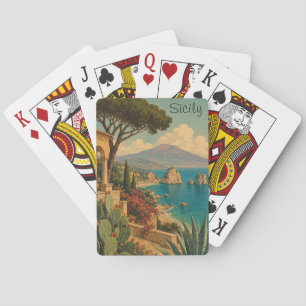 Vintage Sicilien Italien Medelhavsön Resa Casinokort