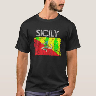 Vintage Sicilien Sicilian Flagga Pride Gift T Shir Shirt