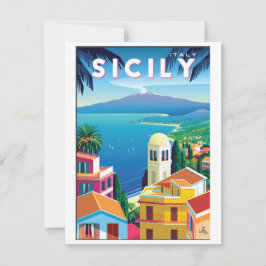 Vintage Sicilien Travel Poster-kort - SICILIA Anteckningskort