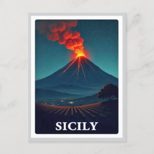 Vintage Siciliens Italien Vesuvius Neapel Travel Vykort