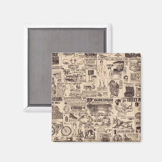 Vintage sida med gamla annonser magnet