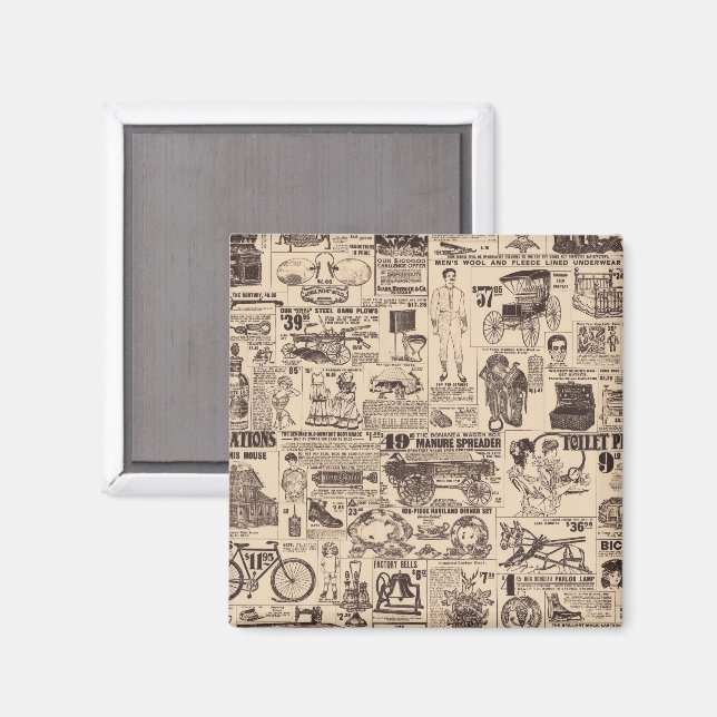 Vintage sida med gamla annonser  magnet (Front/Back)