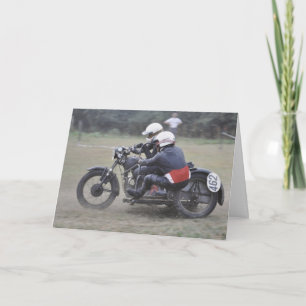 vintage sidecar scrambler, födelsedag kort