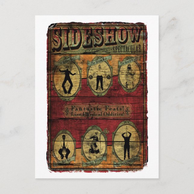 Vintage Sideshow Banner Vykort (Framsida)
