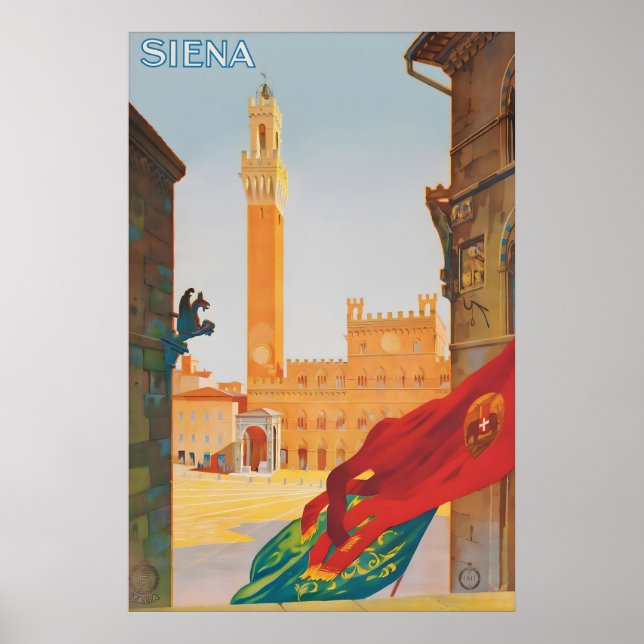 Vintage Siena Italien Resa Postertryck, Piazza Poster (Framsidan)