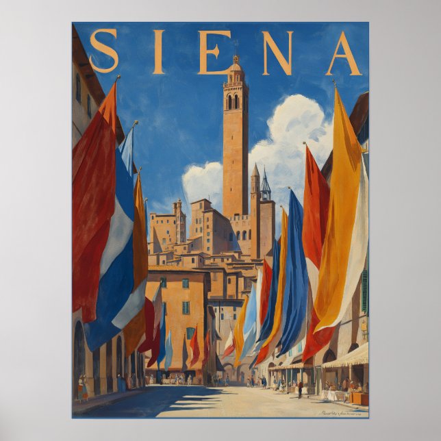 Vintage Siena Italienska resor Poster (Framsidan)