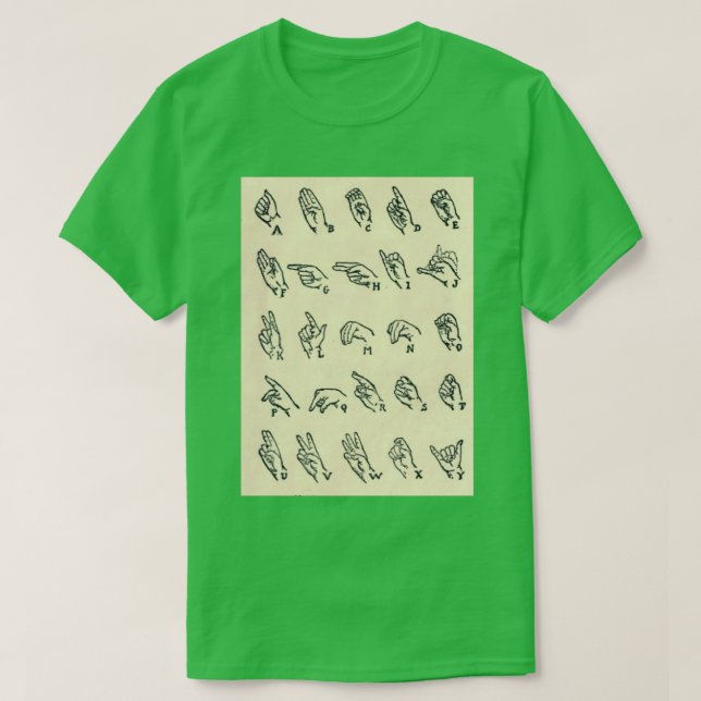 Vintage Sign Language Chart T Shirt (Design framsida)