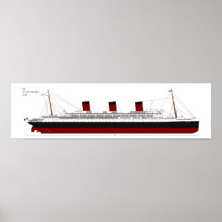 Vintage Sile de Frankrike Ocean Liner Diagram Post Poster