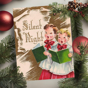 Vintage Silent Night Choir Boys Anpassningsbar jul Julkort