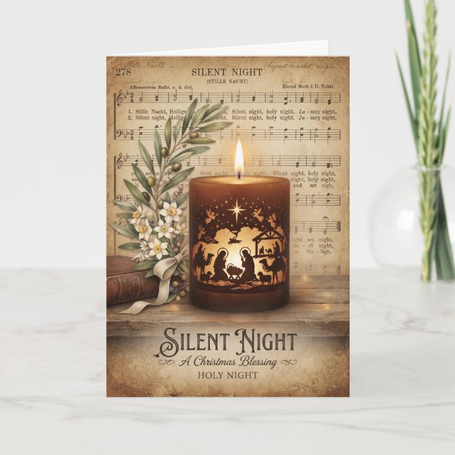 Vintage Silent Night Ljus Kort (Framsida)