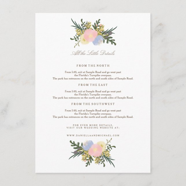 Vintage Silhouette Blommigt Bröllop-inmatningskort Tilläggskort (Framsida)