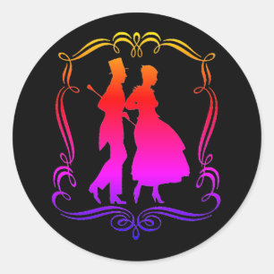 Vintage Silhouette Elegant Man Woman Runt Klistermärke