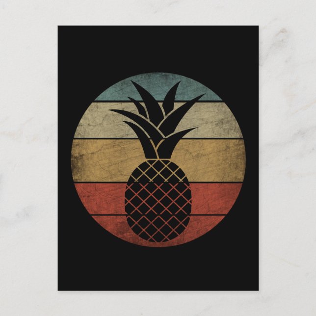 Vintage Silhuett Pineapple  Vykort (Framsida)
