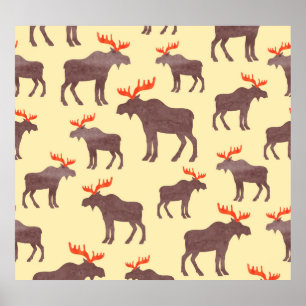 Vintage, silhuett, vattenfärg mönster poster