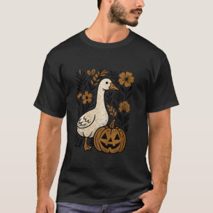 Vintage Silly Goose Pumpafält Boho Blommig Höst T Shirt