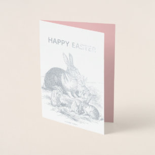 Vintage silver bunnies - lägg till bild folierat kort