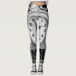 Vintage Silver Clock Leggings