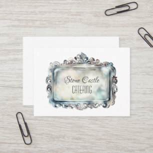 Vintage Silver facy Business NAMN Ornate Elegance Visitkort