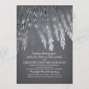 Vintage Silver Foil Effect Willow Träd Bröllop Inbjudningar