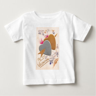 Vintage Silver & Guld Hearts Valentine Postcard Tee