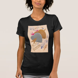 Vintage Silver & Guld Hearts Valentine Postcard Tee Shirt