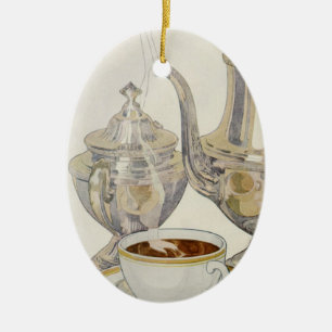 Vintage Silver kaffetjänst Julgransprydnad Keramik