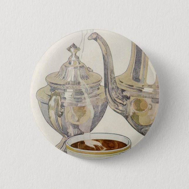 Vintage Silver kaffetjänst Knapp (Framsida)