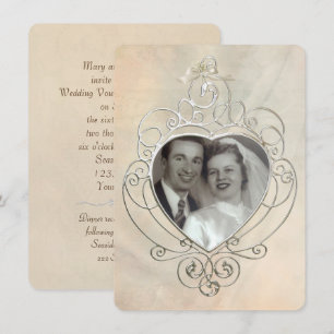 Vintage Silver Ram Vow Renewal Inbjudningar
