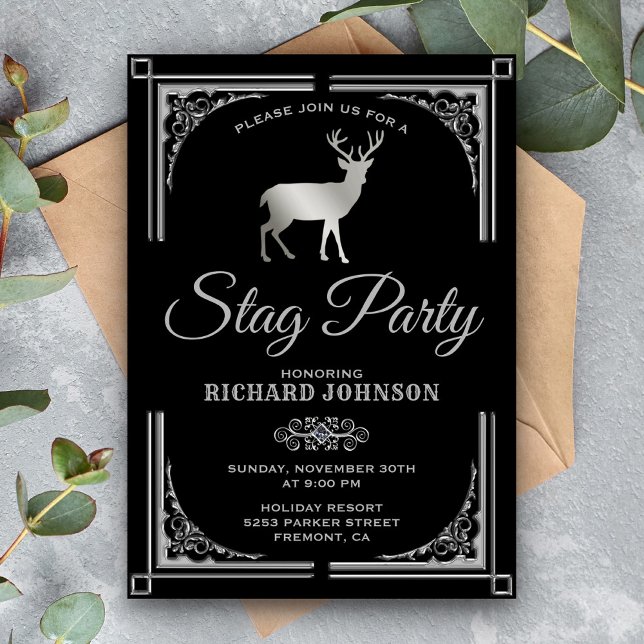Vintage Silver Stag Sällskapsfest Inbjudan (Skapare uppladdad)