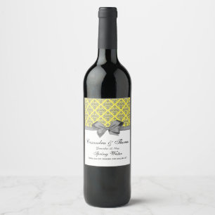 Vintage Silver Whask Grått Bow DIY BG Vinflaska Etikett