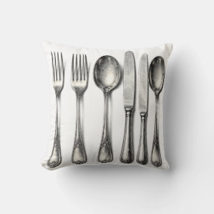 Vintage silverbestick antik platt kök  kudde