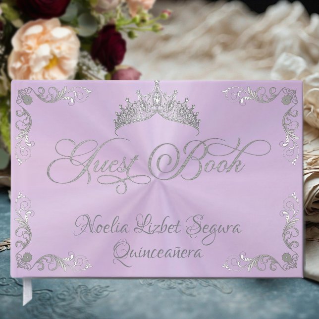 Vintage Silverkant & Tiara - Lavendel Gästböcker (Skapare uppladdad)