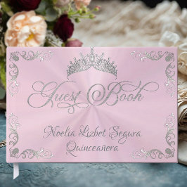 Vintage Silverkant & Tiara - Pastell Rosa Gästböcker