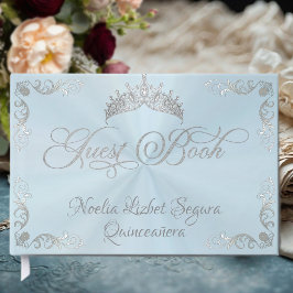 Vintage Silverkant & Tiara - Pastellblå Gästböcker