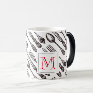 Vintage Silverware Classic Foodie Initial Magisk Mugg