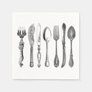 Vintage Silverware Napkins Pappersservett