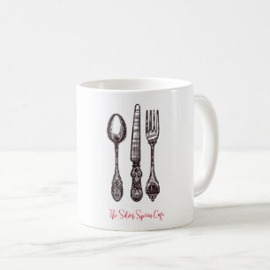 Vintage Silverware Ornate Artisan Food Business Kaffemugg