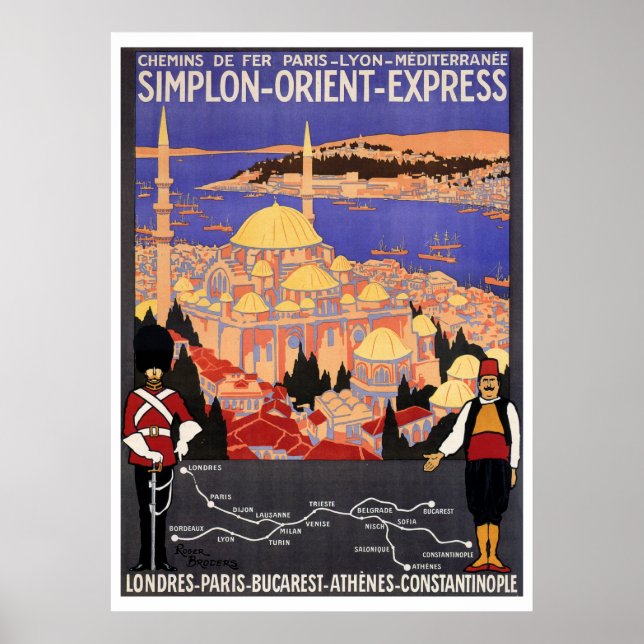Vintage Simplon Orient Express till Konstantinopel Poster (Framsidan)