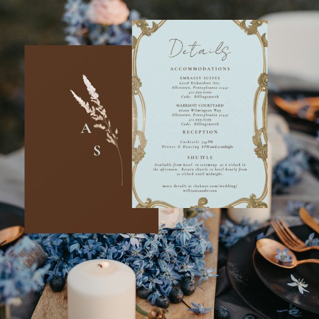 Vintage Simply Icy Blue Wedding Details Enclosure Inbjudningar (Skapare uppladdad)