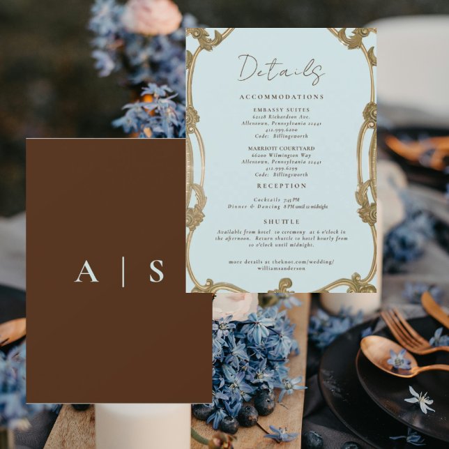 Vintage Simply Icy Blue Wedding Details II Inbjudningar (Skapare uppladdad)