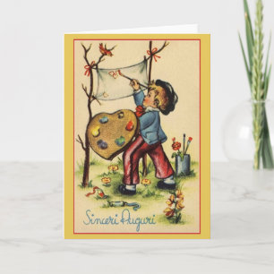 Vintage Sinceri Auguri Italienskt födelsedagskort Kort