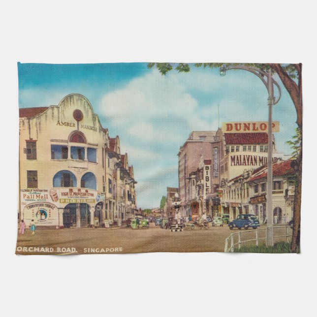 Vintage Singapore kökshandduk (Horisontell)
