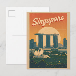 Vintage Singapore Marina Bay Sands presenter Vykort