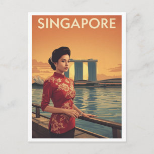 Vintage Singapore Qipao Vykort