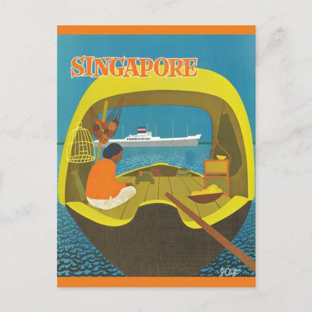 Vintage Singapore Travel Vykort (Framsida)